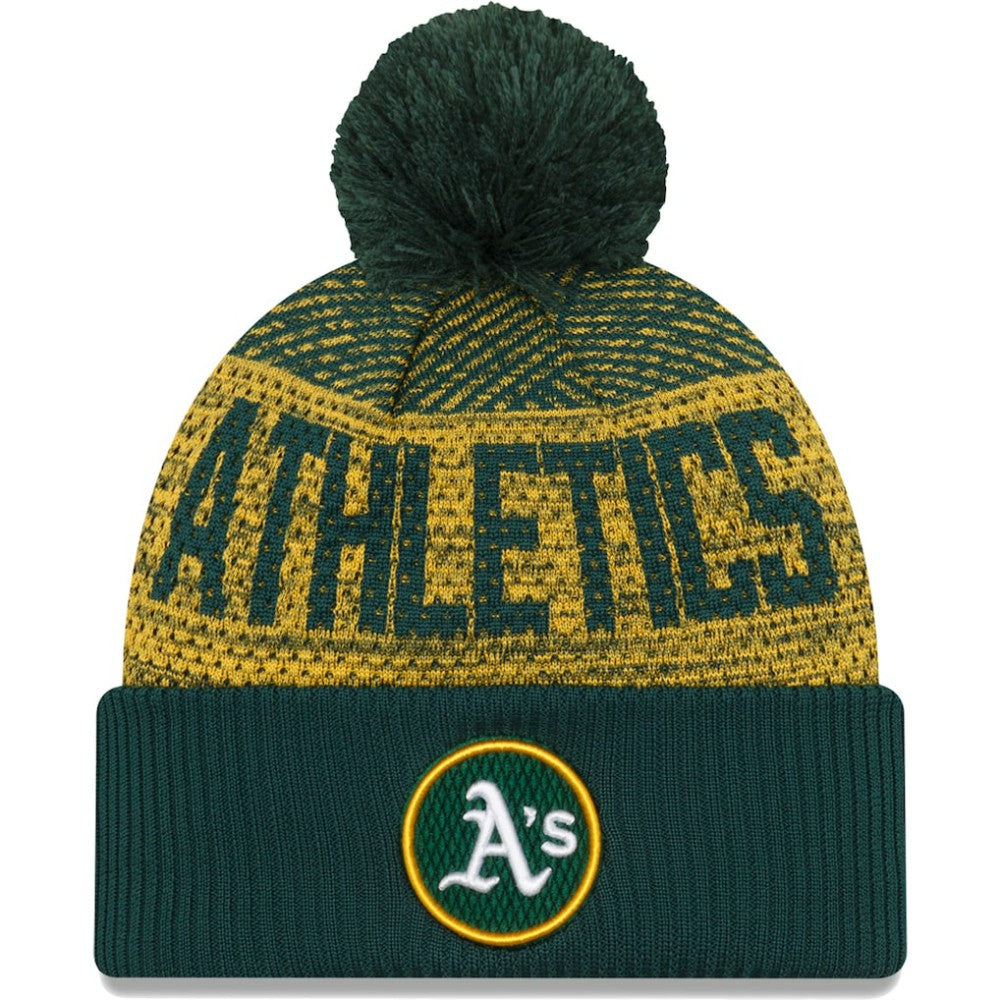 Athletics New Era Authentic Collection Sport Cuffed Knit Hat with Pom - Green - New Era Online