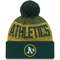 Athletics New Era Authentic Collection Sport Cuffed Knit Hat with Pom - Green - New Era Online