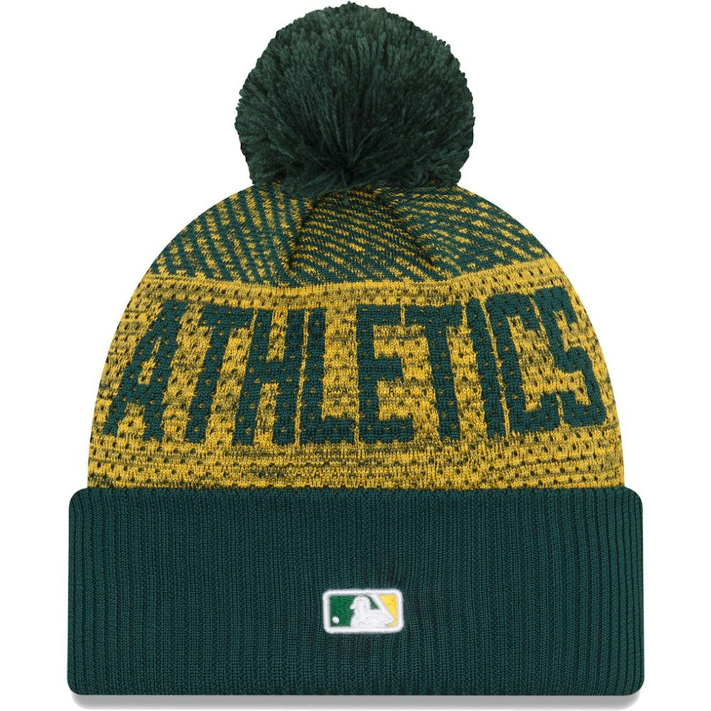 Athletics New Era Authentic Collection Sport Cuffed Knit Hat with Pom - Green - New Era Online