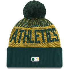 Athletics New Era Authentic Collection Sport Cuffed Knit Hat with Pom - Green - New Era Online
