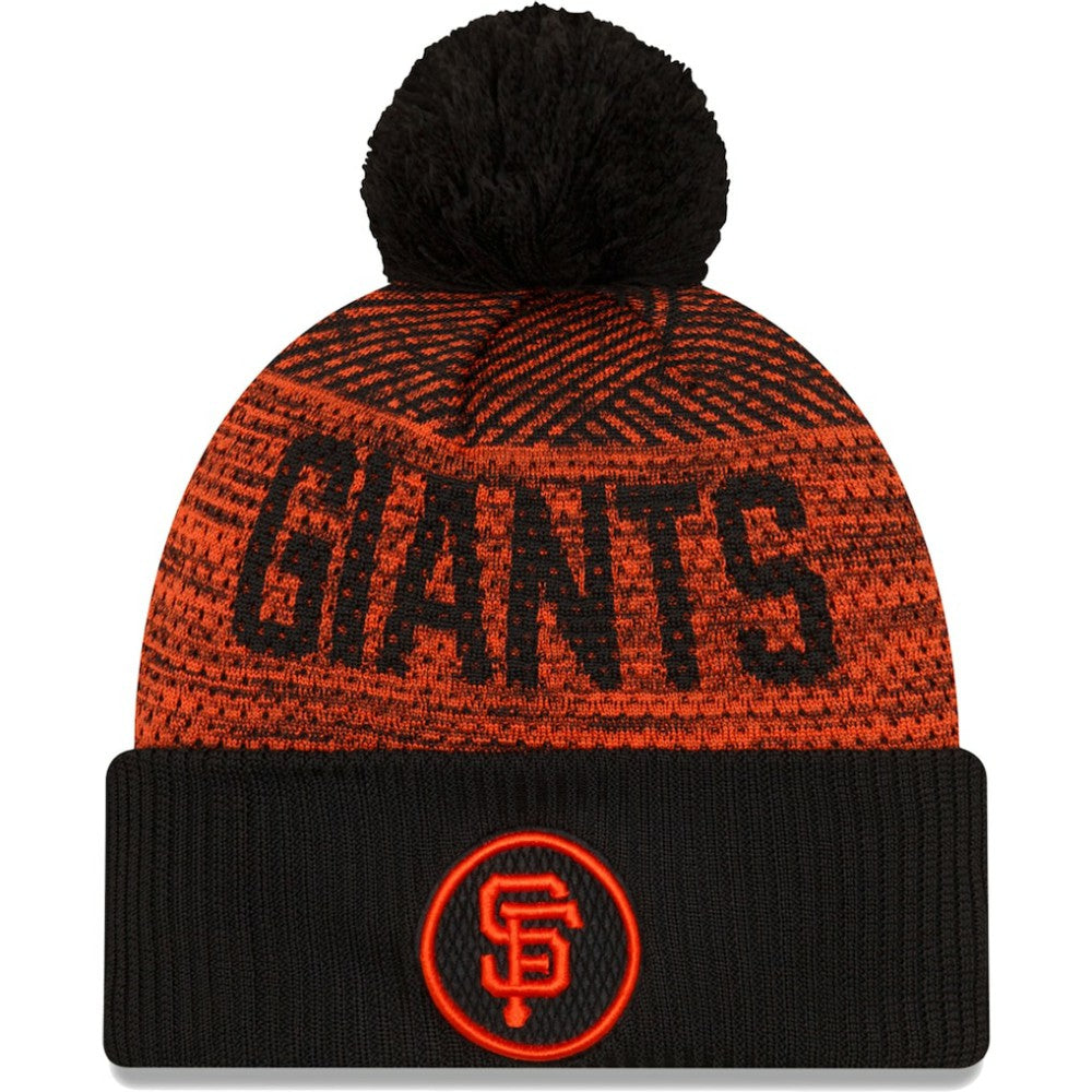 San Francisco Giants New Era Authentic Collection Sport Cuffed Knit Hat with Pom - Black - New Era on Sale