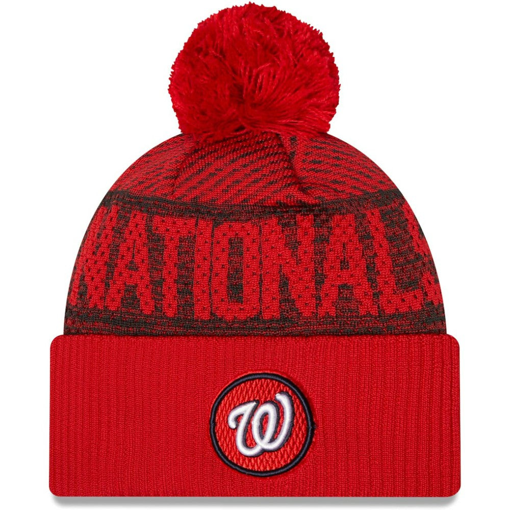 Washington Nationals New Era Authentic Collection Sport Cuffed Knit Hat with Pom - Red - New Era on Sale