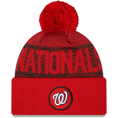 Washington Nationals New Era Authentic Collection Sport Cuffed Knit Hat with Pom - Red - New Era on Sale