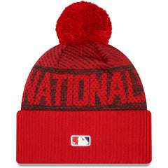 Washington Nationals New Era Authentic Collection Sport Cuffed Knit Hat with Pom - Red - New Era on Sale