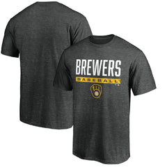Milwaukee Brewers Win Stripe Logo T-Shirt - Charcoal - MLB Sale