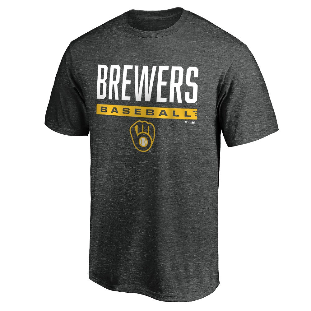 Milwaukee Brewers Win Stripe Logo T-Shirt - Charcoal - MLB Sale