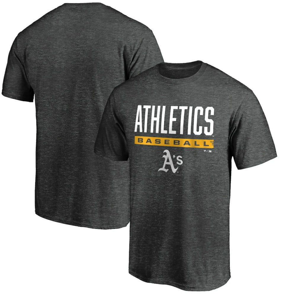 Athletics Win Stripe Logo T-Shirt II - Charcoal - MLB Lifestyle