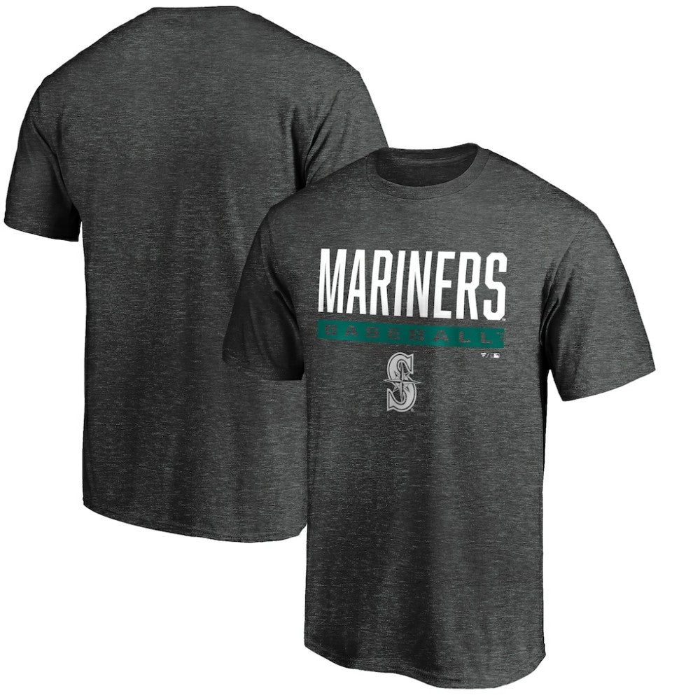 Seattle Mariners Win Stripe Logo T-Shirt - Charcoal - MLB Discount