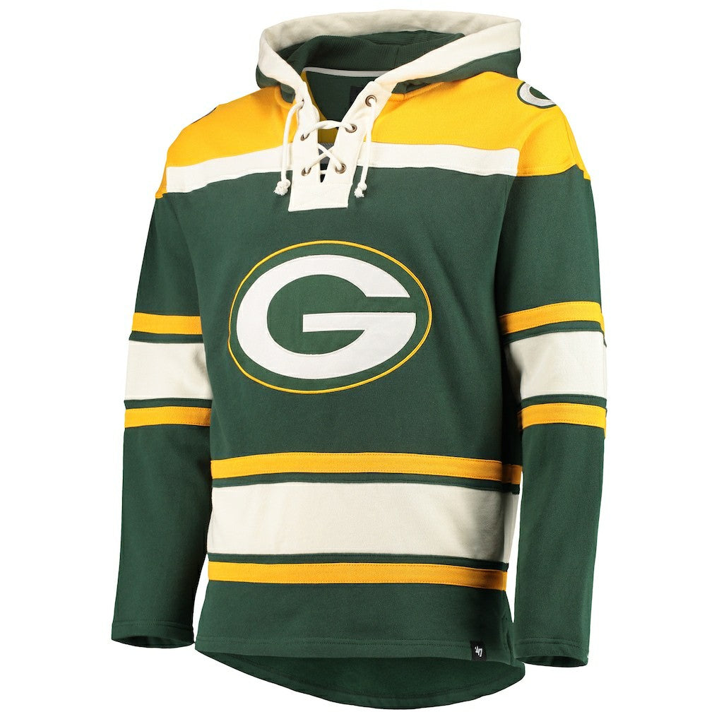 47 brand Green Bay Packers '47 Lacer V-Neck Pullover Hoodie Green/Gold