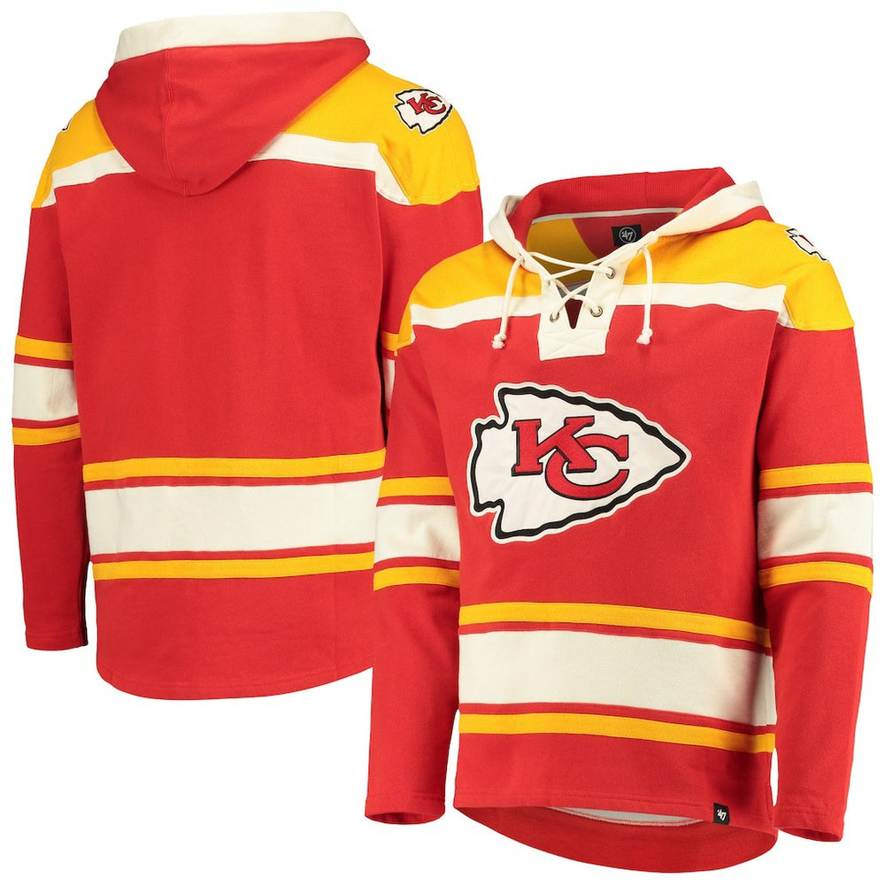47 brand Kansas City Chiefs '47 Lacer V-Neck Pullover Hoodie Red/Gold