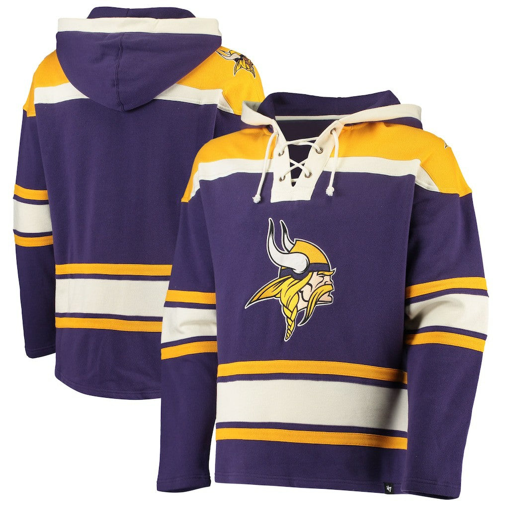 47 brand Minnesota Vikings '47 Lacer V-Neck Pullover Hoodie Purple/Gold