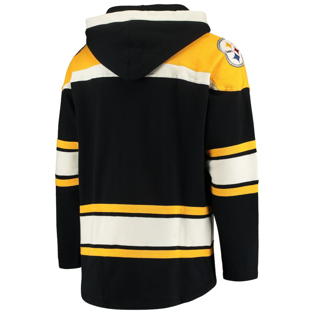 47 brand Pittsburgh Steelers '47 Lacer V-Neck Pullover Hoodie Black/Gold