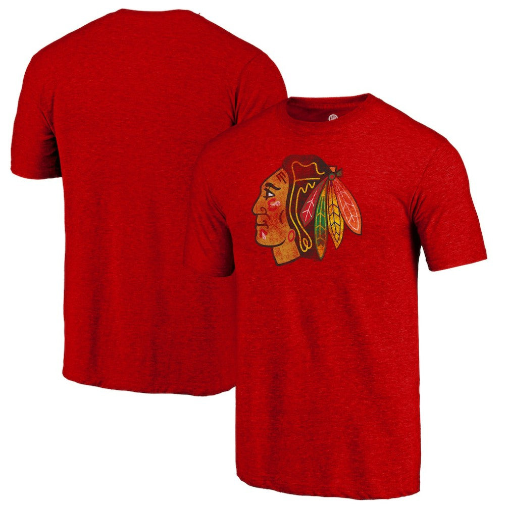 Chicago Blackhawks Distressed Tri-Blend T-Shirt - Red - NHL 3872162