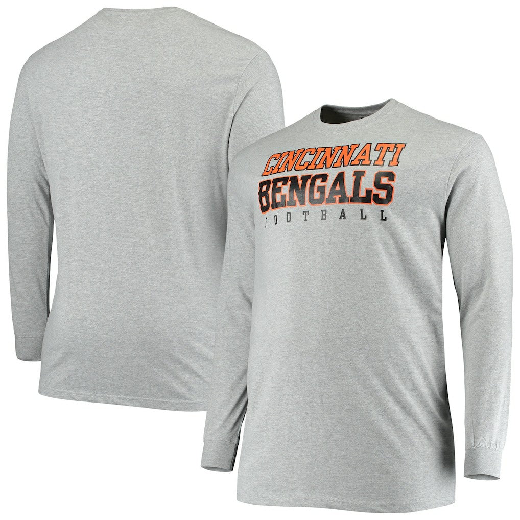 Fanatics Cincinnati Bengals Big & Tall Practice Long Sleeve T-Shirt Heathered Gray
