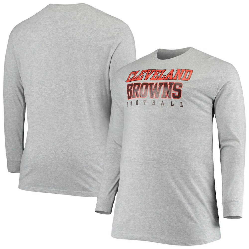 Fanatics Cleveland Browns Big & Tall Practice Long Sleeve T-Shirt Heathered Gray