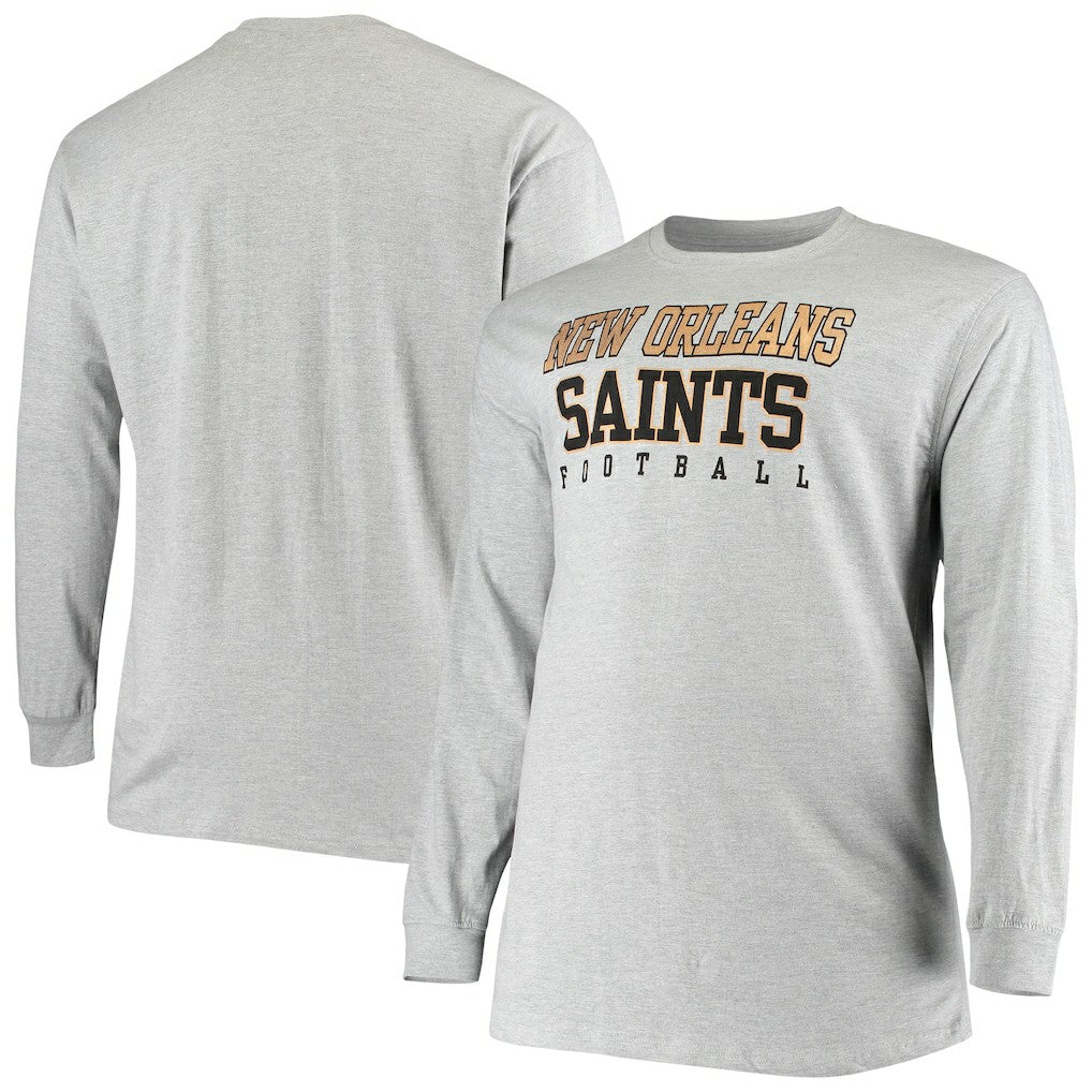 Fanatics New Orleans Saints Big & Tall Practice Long Sleeve T-Shirt Heathered Gray