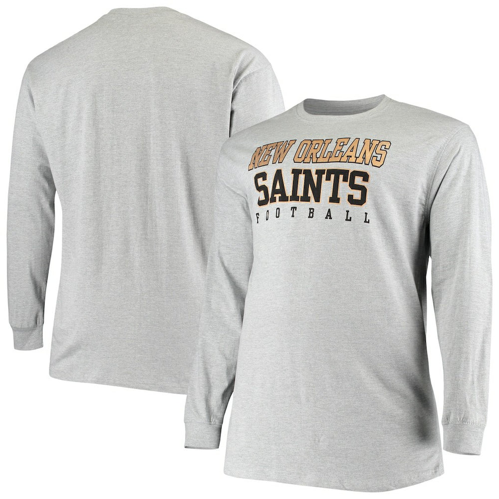 Fanatics New Orleans Saints Big & Tall Practice Long Sleeve T-Shirt Heathered Gray