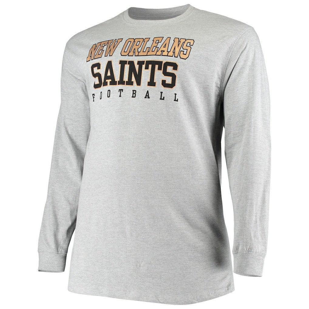 Fanatics New Orleans Saints Big & Tall Practice Long Sleeve T-Shirt Heathered Gray