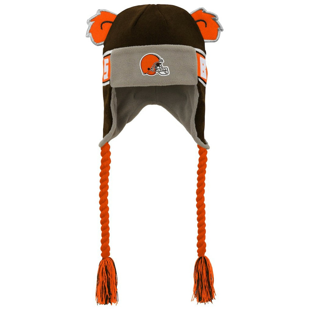 Cleveland Browns Preschool Wordmark Ears Trooper Knit Hat Brown
