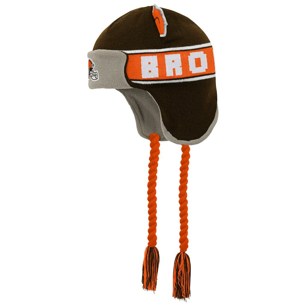 Cleveland Browns Preschool Wordmark Ears Trooper Knit Hat Brown