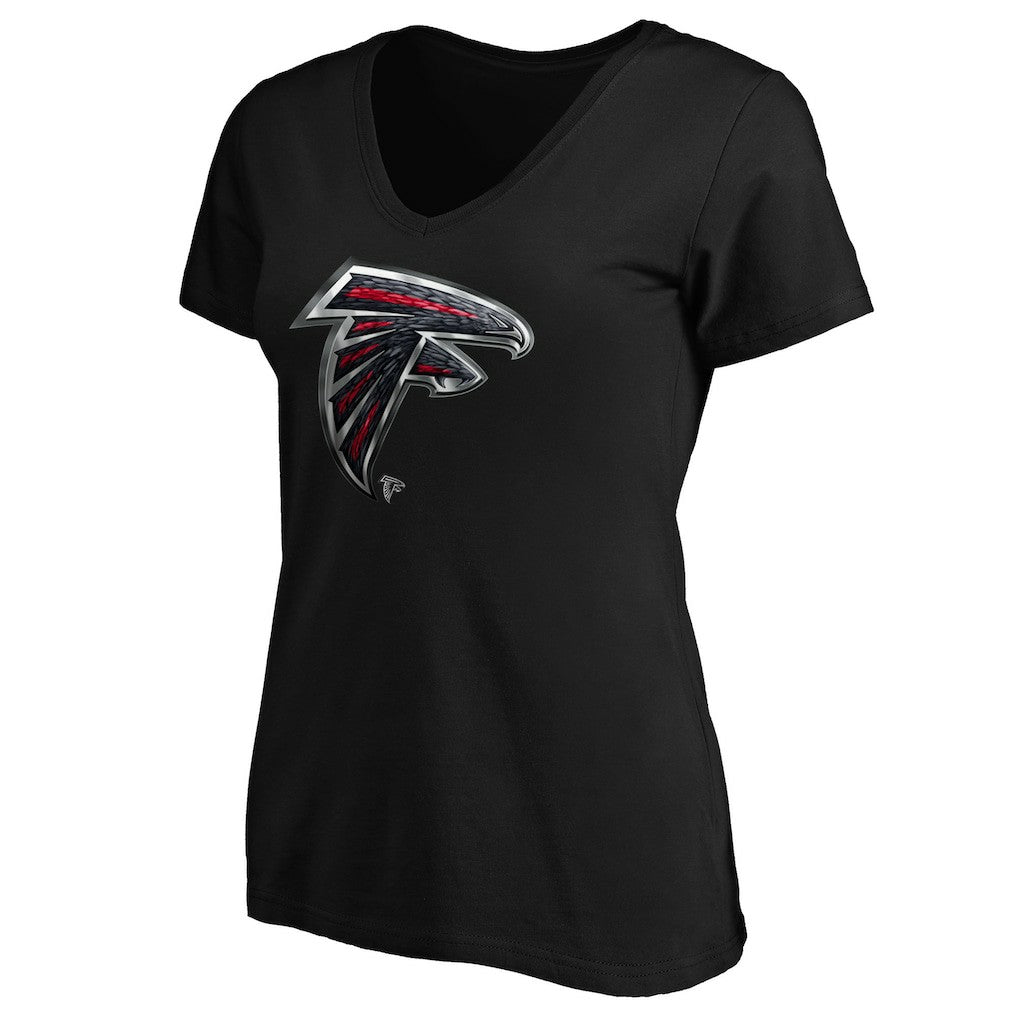 Atlanta Falcons Women's Midnight Mascot Logo V-Neck T-Shirt Black