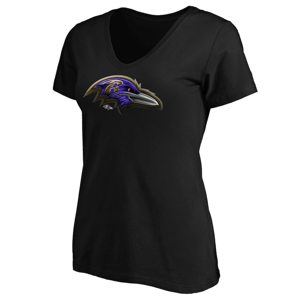 Baltimore Ravens Women's Midnight Mascot Logo V-Neck T-Shirt Black