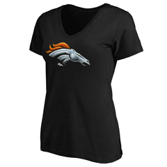 Denver Broncos Women's Midnight Mascot Logo V-Neck T-Shirt Black