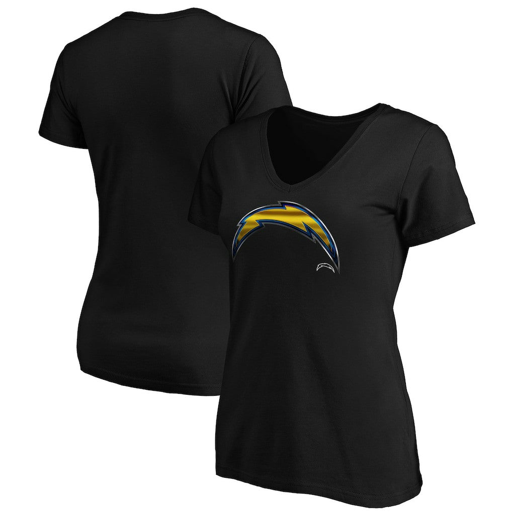Los Angeles Chargers Women's Midnight Mascot Logo V-Neck T-Shirt Black