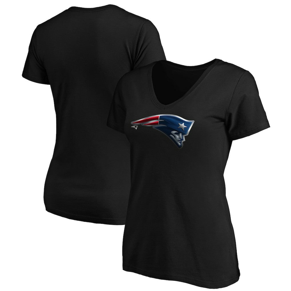 New England Patriots Women's Midnight Mascot Logo V-Neck T-Shirt Black
