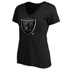 Las Vegas Raiders Women's Midnight Mascot Logo V-Neck T-Shirt Black