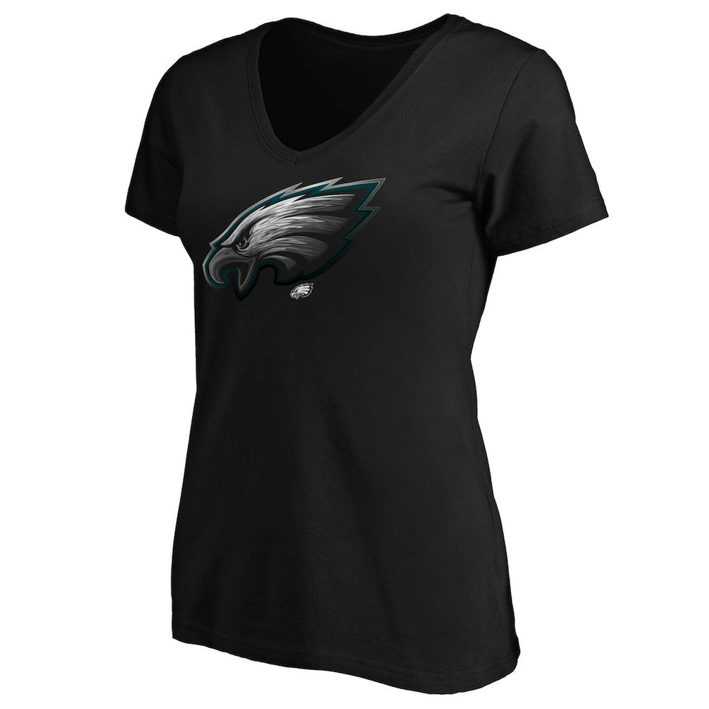 Philadelphia Eagles Women's Midnight Mascot Logo V-Neck T-Shirt Black