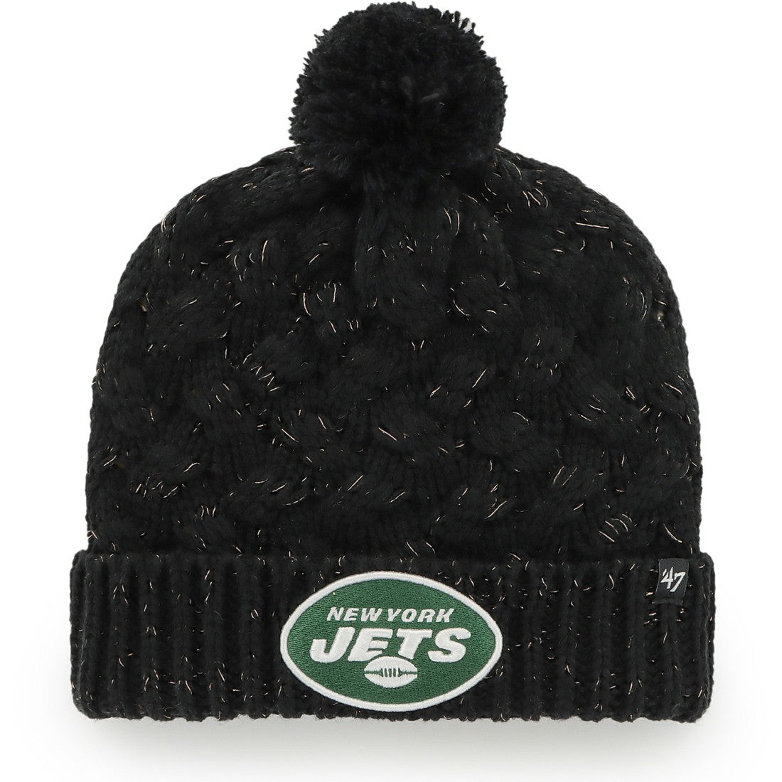 47 brand New York Jets '47 Women's Fiona Logo Cuffed Knit Hat with Pom Black
