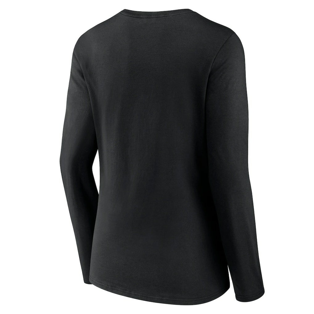 Carolina Panthers Women's Primary Team Logo Long Sleeve V-Neck T-Shirt Black