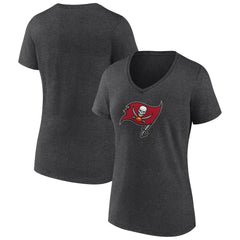 Tampa Bay Buccaneers Women's Primary Team Logo V-Neck T-Shirt Charcoal