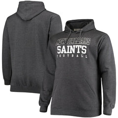 Fanatics New Orleans Saints Big & Tall Practice Pullover Hoodie Heathered Charcoal