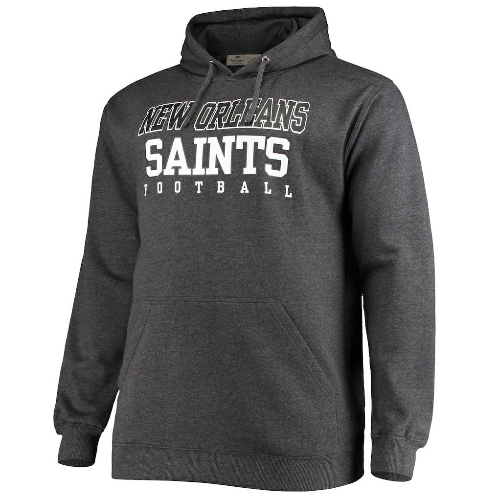 Fanatics New Orleans Saints Big & Tall Practice Pullover Hoodie Heathered Charcoal