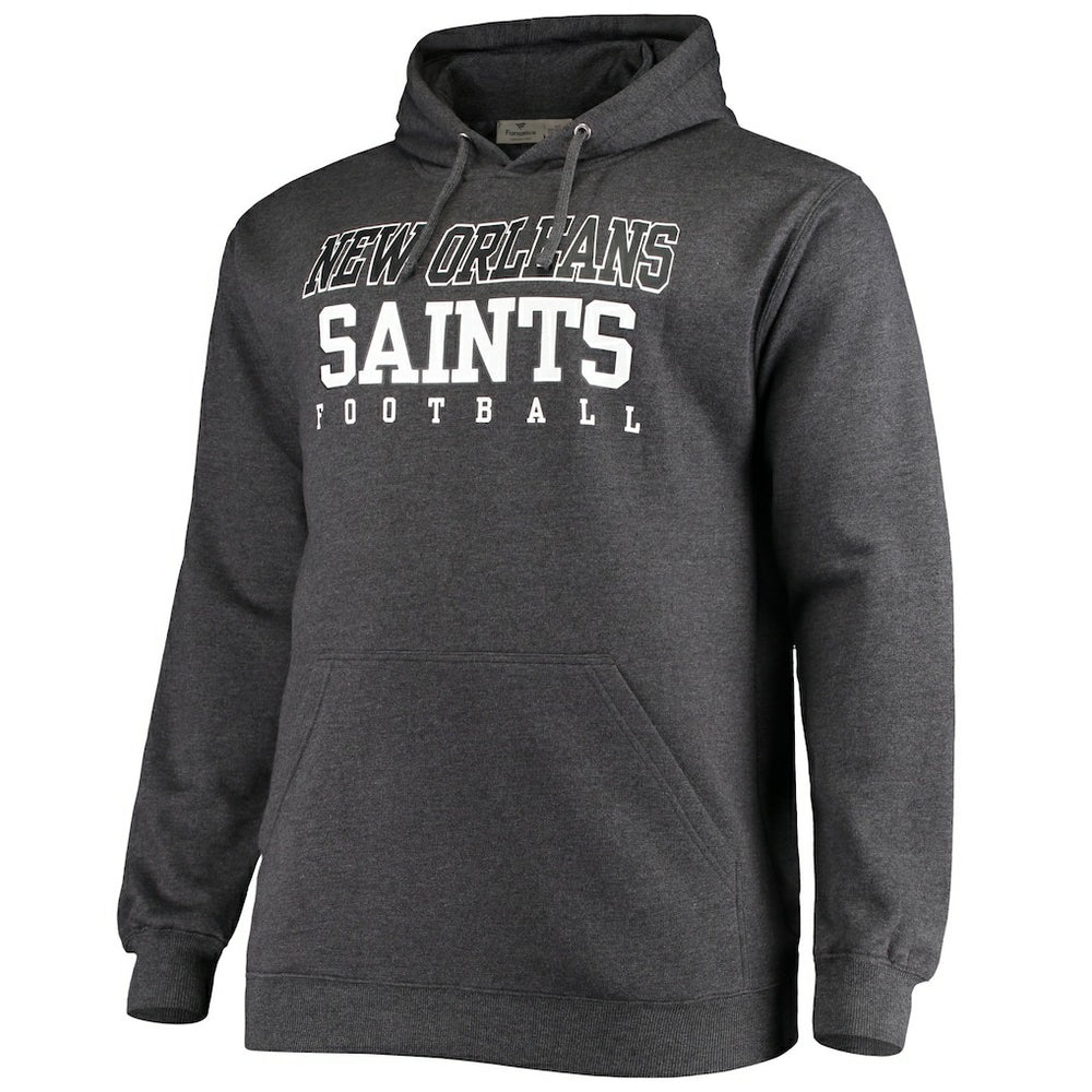 Fanatics New Orleans Saints Big & Tall Practice Pullover Hoodie Heathered Charcoal