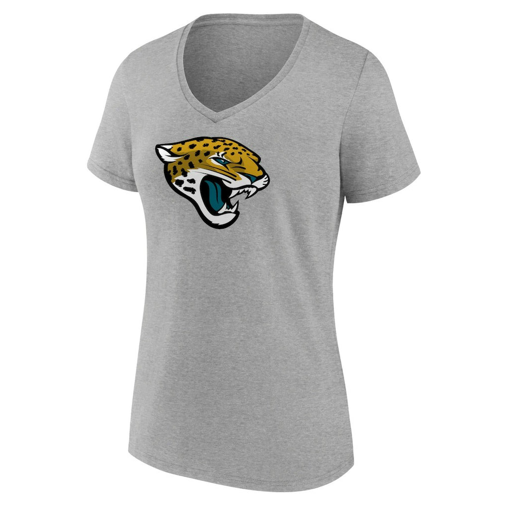 Jacksonville Jaguars Women's Primary Team Logo V-Neck T-Shirt Heather Gray