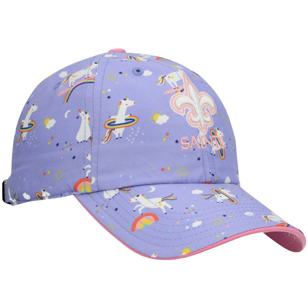 47 brand New Orleans Saints '47 Girls Preschool Unicorn Clean Up Adjustable Hat Purple