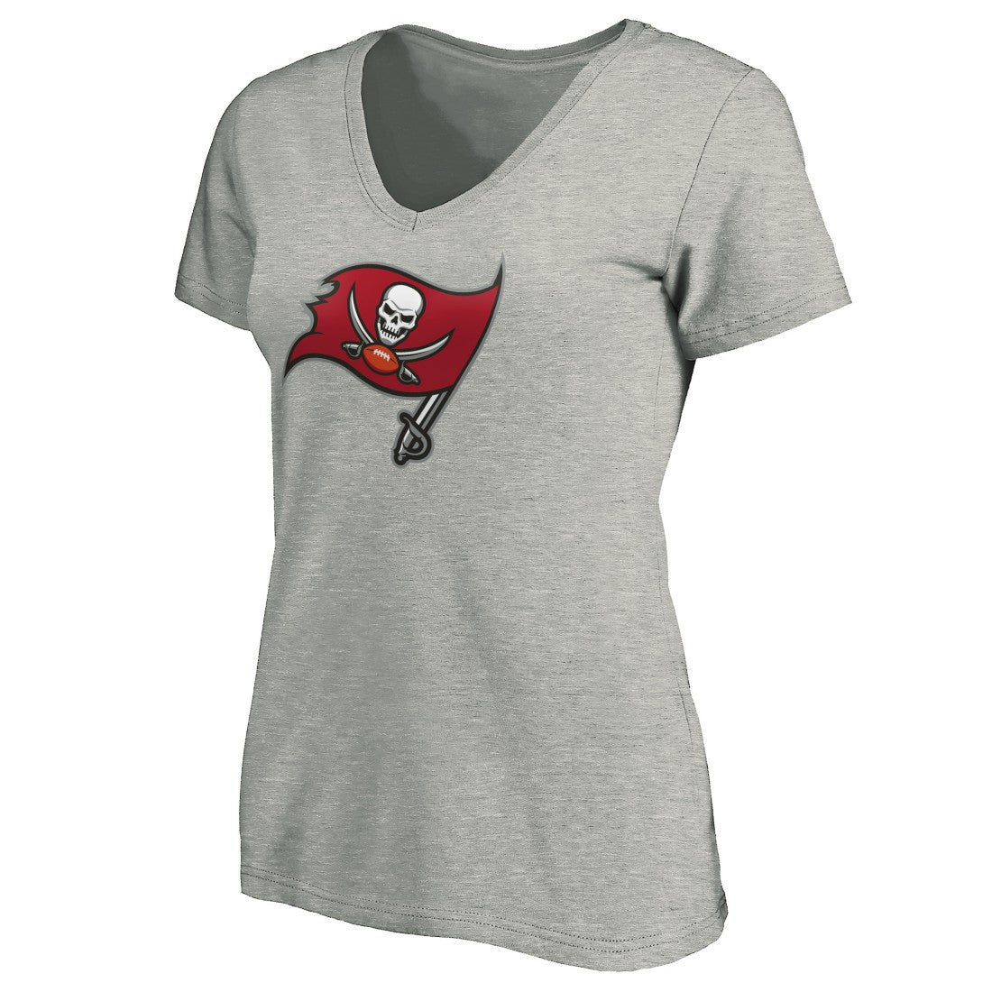 Tampa Bay Buccaneers Women's Primary Logo V-Neck T-Shirt Heather Gray