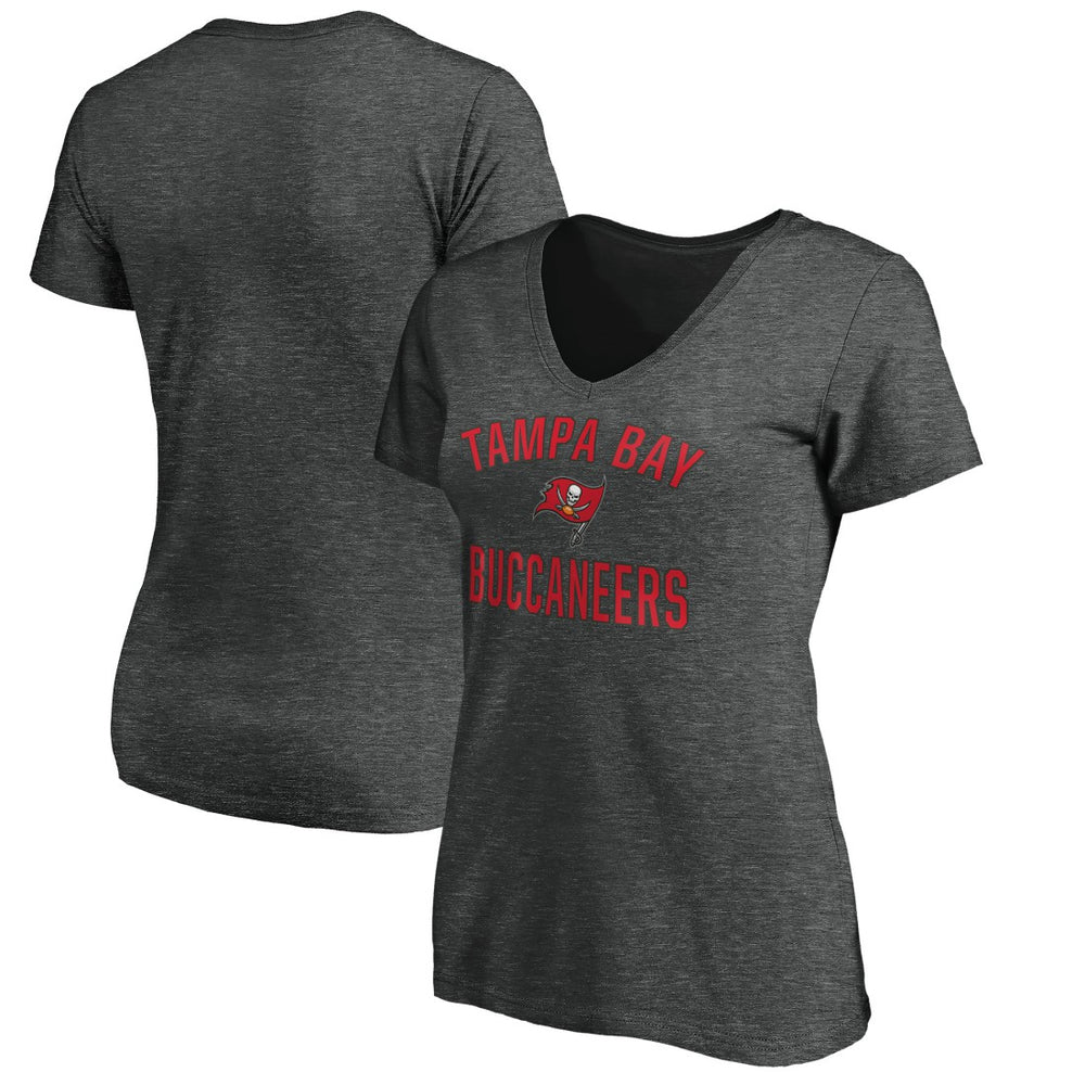 Tampa Bay Buccaneers Women's Victory Arch V-Neck T-Shirt Heathered Gray