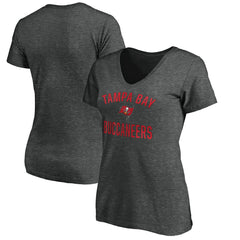 Tampa Bay Buccaneers Women's Victory Arch V-Neck T-Shirt Heathered Gray