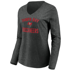 Tampa Bay Buccaneers Women's Victory Arch Long Sleeve V-Neck T-Shirt Heather Gray