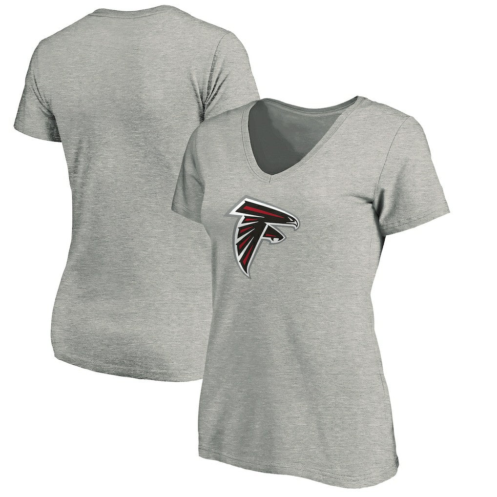 Atlanta Falcons Women's Primary Logo V-Neck T-Shirt Heather Gray