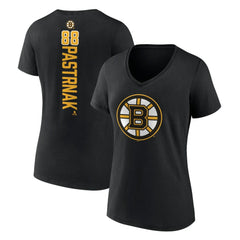 David Pastrnak Boston Bruins Women's Playmaker V-Neck T-Shirt - Black - NHL 3908183
