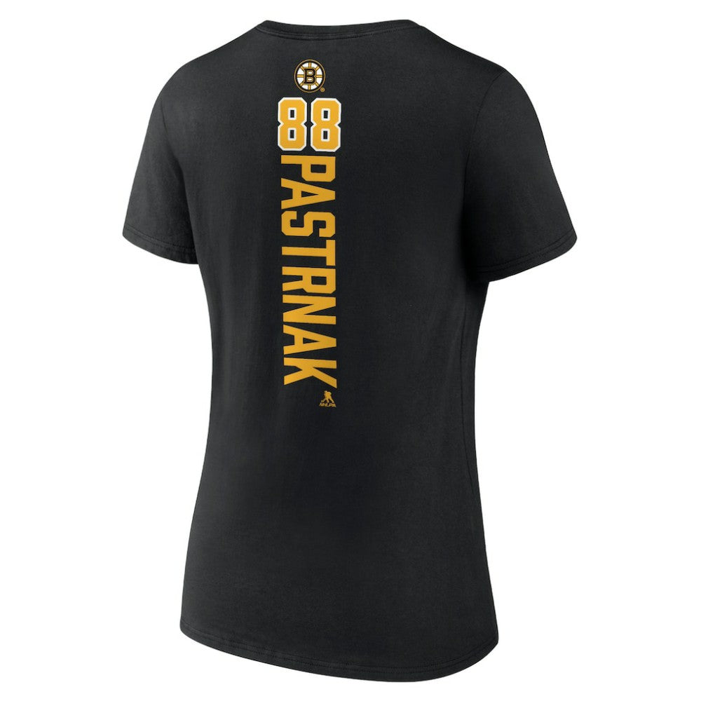 David Pastrnak Boston Bruins Women's Playmaker V-Neck T-Shirt - Black - NHL 3908183