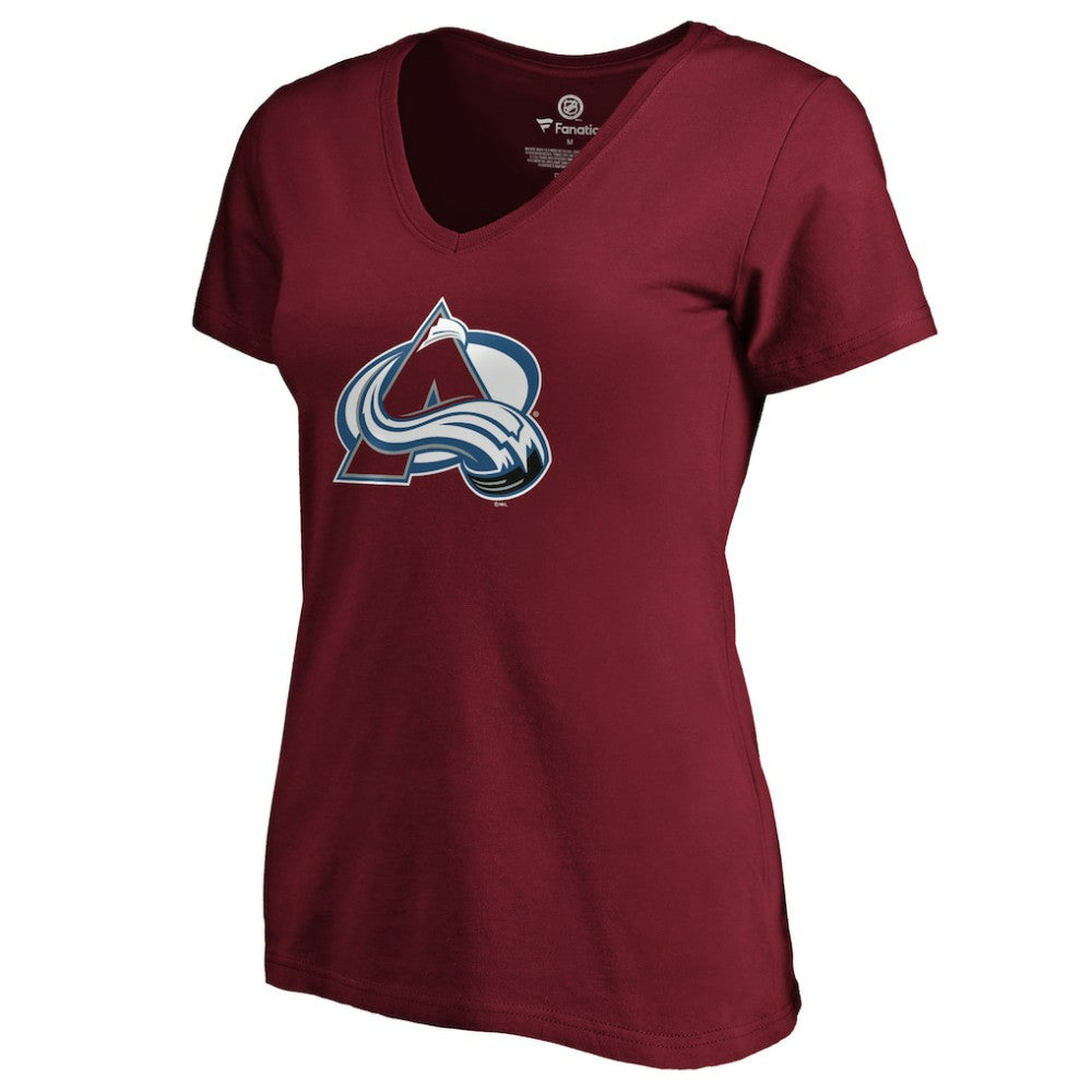 Nathan MacKinnon Colorado Avalanche Women's Playmaker V-Neck T-Shirt - Garnet - NHL 3908194