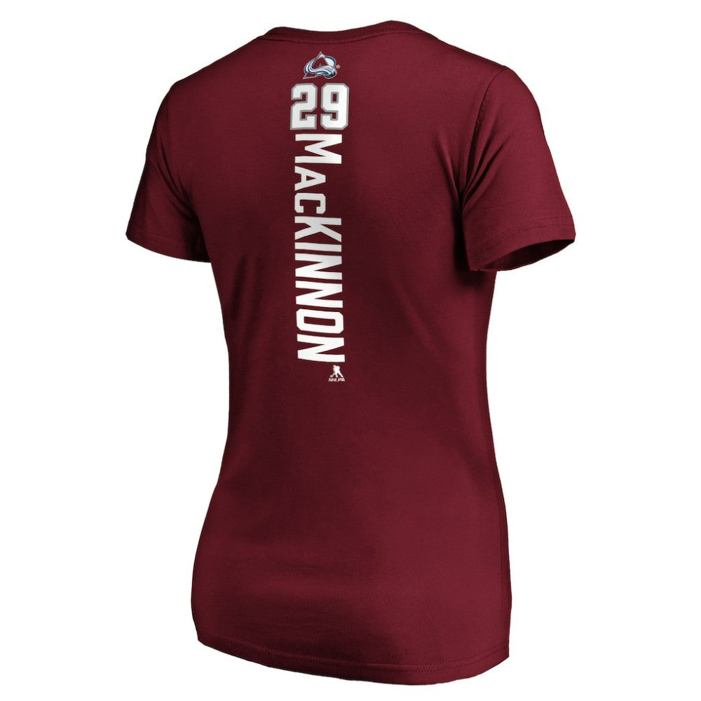 Nathan MacKinnon Colorado Avalanche Women's Playmaker V-Neck T-Shirt - Garnet - NHL 3908194