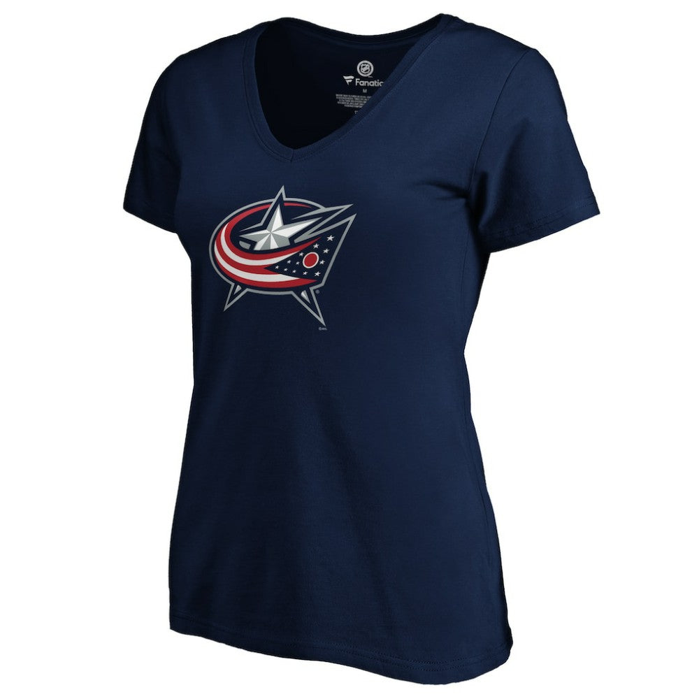 Zach Werenski Columbus Blue Jackets Women's Playmaker V-Neck T-Shirt - Navy - NHL 3908197