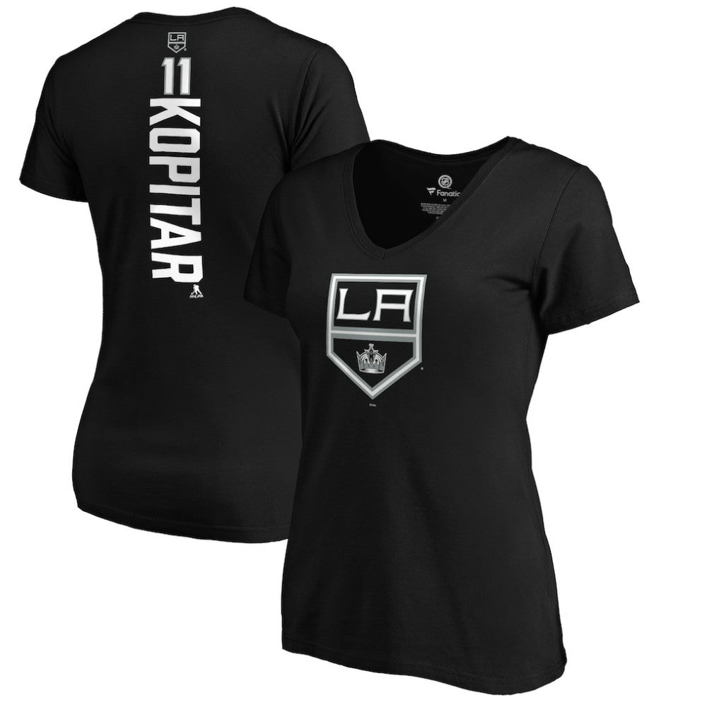Anze Kopitar Los Angeles Kings Women's Playmaker V-Neck T-Shirt - Black - NHL 3908204